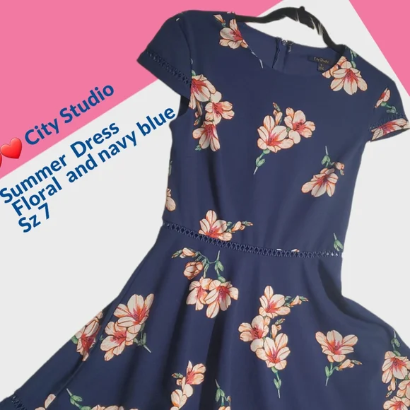 🌺🌺 City Studio Dress, floral and fun, Sz 7 Juniors - Picture 1 of 14